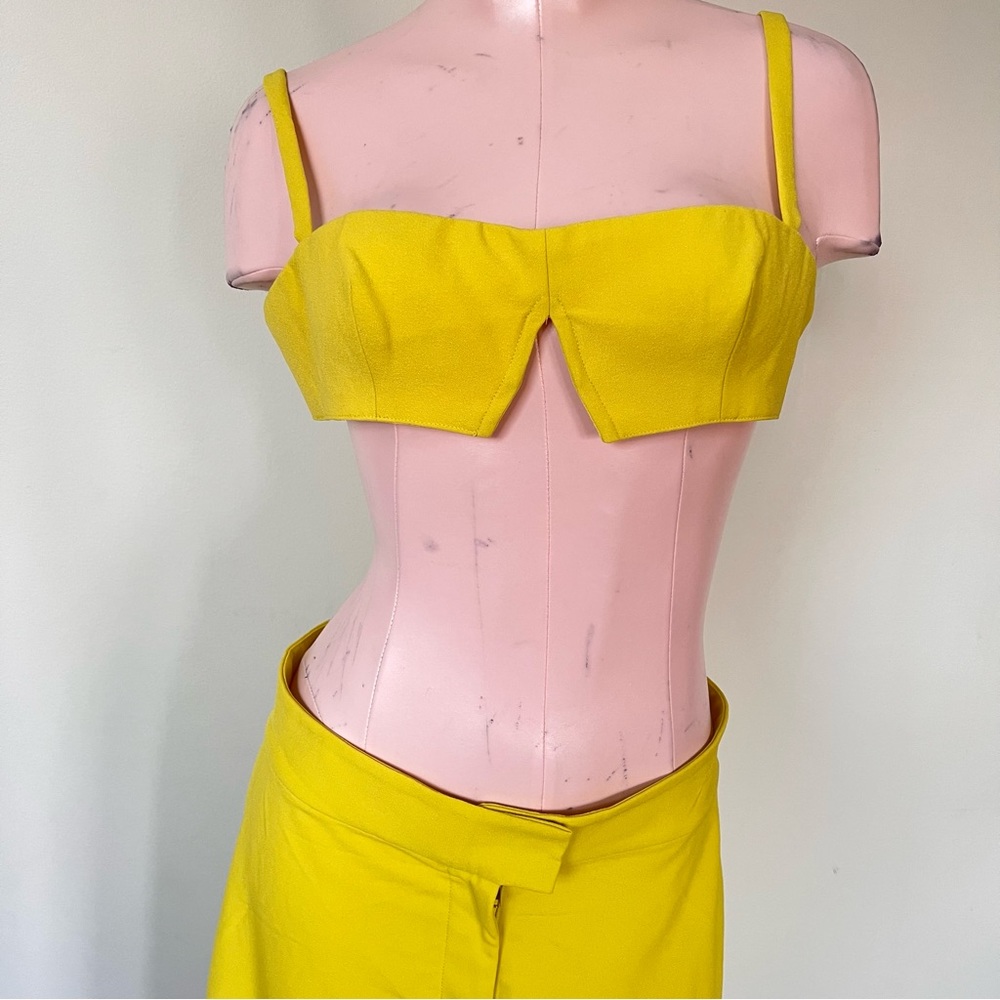 🌟 House of CB 🌟 Maite yellow crepe wide leg trousers & top - Picture 7 of 8